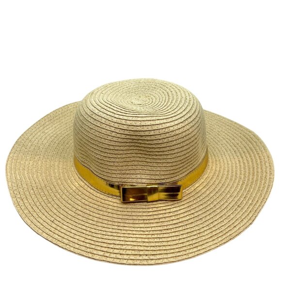 Janie and Jack Savanna Soiree Summer Hat W/ Gold Bow Accent 4-5T NWT - Picture 1 of 4